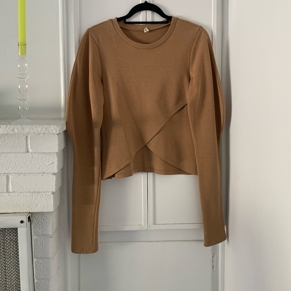 brown mutton sleeve long sleeve top/sweater